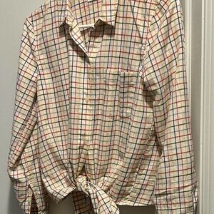 Madewell Plaid Button Down Shirt with Tie Front